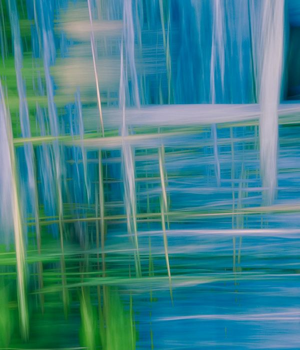 Abstract blue and green geometric patterns representing harmony